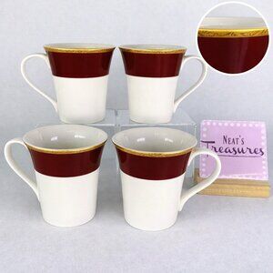 Target Holiday 09 CLASSIC TIDINGS Gold Scroll Red China 10oz Cups Mugs Set of 4